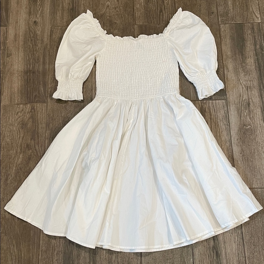 Blue Rain White Puff Sleeve Mini Dress - Picture 3 of 3